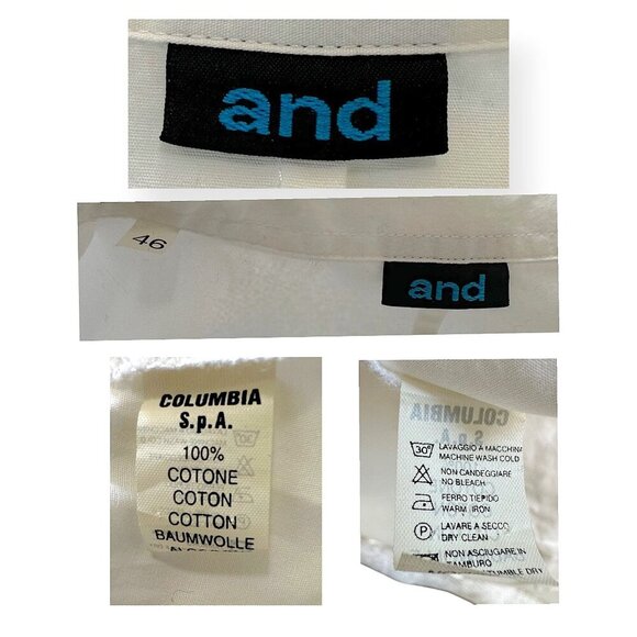 Vintage 90s White Cotton Button Down Shirt Italy AND Size 46 L Never Worn - Picture 3 of 11